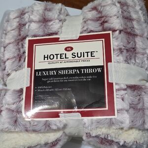 Hotel Suite Luxury Sherpa Throw Micromink Pink & White 50x60 Inches